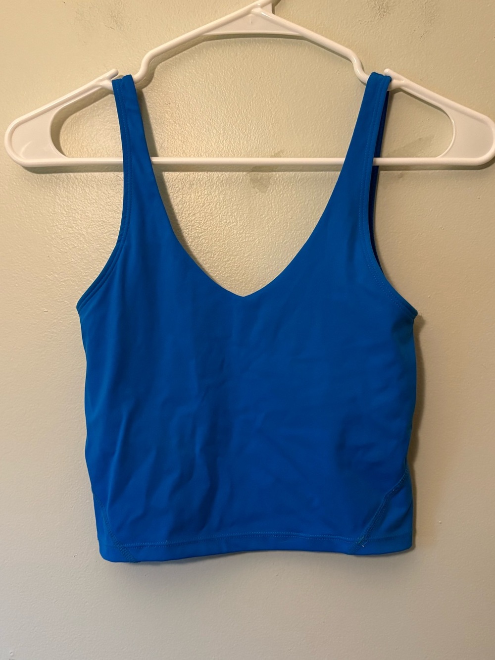 Lululemon Cobalt Blue V-Neck Crop Tank Top, Built in Bra, Women's Size 4